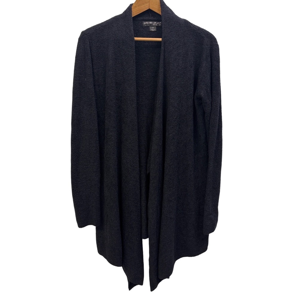 Barefoot Dreams CozyChic Lite Circle Cardigan Black 436 S/M Open Front Shawl